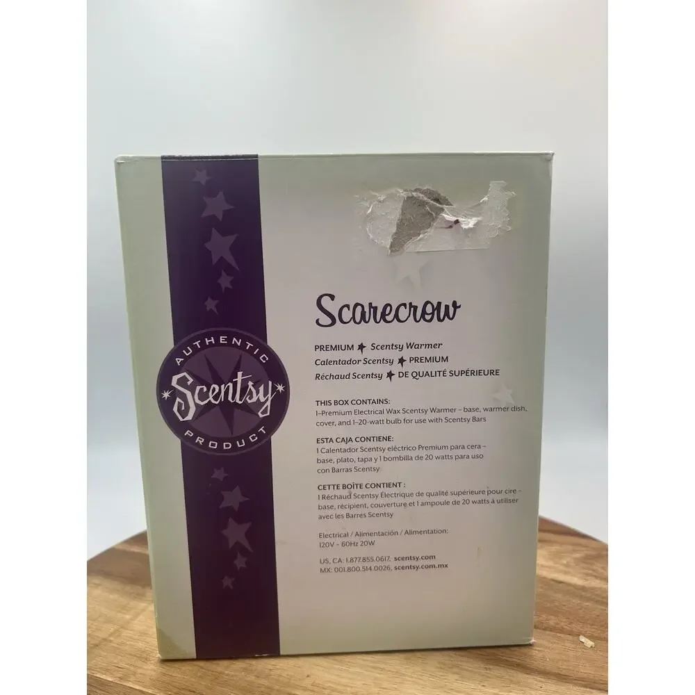 Scentsy Scarecrow Warmer Full Size Retired Fall Halloween Thanksgiving W/Box